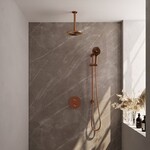 Brauer Brauer Copper Carving thermostatische inbouw regendouche 3-weg rond SET 95 met 20 cm douchekop en plafondarm en 3-standen handdouche en doucheslang en geïntegreerde glijstang koper geborsteld PVD | Geborsteld koper PVD | 20cm | Ja | Plafondbuis | 3-stande