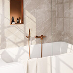 Brauer Brauer Stripe opbouw baddouche thermostaatkraan SET 03 met wandhouder en staaf handdouche en doucheslang koper geborsteld PVD | Geborsteld koper PVD | Staafmodel