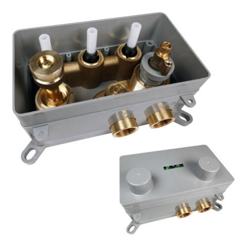 Brauer Stripe 3-weg inbouwthermostaat met drukknoppen met in- en afbouwdelen koper geborsteld PVD | Geborsteld koper PVD | 3 Brauer Brauer Stripe 3-weg inbouwthermostaat met drukknoppen met in- en afbouwdelen koper geborsteld PVD | Geborsteld koper PVD | 3