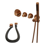 Brauer Brauer Stripe thermostatische inbouw badkraan SET 01 met badvulcombinatie en staaf handdouche en doucheslang en wandaansluitbocht koper geborsteld PVD | Geborsteld koper PVD | Staafmodel