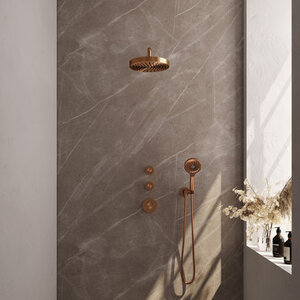 Brauer Brauer Stripe thermostatische inbouw regendouche SET 05 met 25 cm douchekop en gebogen muurarm en 3-standen handdouche en doucheslang en wandaansluitbocht koper geborsteld PVD | Geborsteld koper PVD | Nee | Gebogen wandarm | 3-standen handdouche Brauer Stripe thermostatische inbouw regendouche SET 05 met 25 cm douchekop en gebogen muurarm en 3-standen handdouche en doucheslang en wandaansluitbocht koper geborsteld PVD | Geborsteld koper PVD | Nee | Gebogen wandarm | 3-standen handdouche