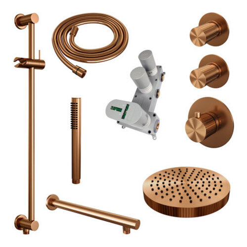 Brauer Stripe thermostatische inbouw regendouche SET 07 met 25 cm douchekop en rechte muurarm en staaf handdouche en doucheslang en geïntegreerde glijstang koper geborsteld PVD | Geborsteld koper PVD | Ja | Rechte wandarm | Staafhanddouche Brauer Brauer Stripe thermostatische inbouw regendouche SET 07 met 25 cm douchekop en rechte muurarm en staaf handdouche en doucheslang en geïntegreerde glijstang koper geborsteld PVD | Geborsteld koper PVD | Ja | Rechte wandarm | Staafhanddouche