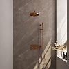 Brauer Stripe thermostatische inbouw regendouche met drukknoppen SET 31 met 25 cm douchekop en rechte muurarm en staaf handdouche en doucheslang en geïntegreerde glijstang koper geborsteld PVD | Geborsteld koper PVD | Ja | Rechte wandarm | Staafhanddouche