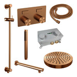 Brauer Stripe thermostatische inbouw regendouche met drukknoppen SET 31 met 25 cm douchekop en rechte muurarm en staaf handdouche en doucheslang en geïntegreerde glijstang koper geborsteld PVD | Geborsteld koper PVD | Ja | Rechte wandarm | Staafhanddouche Brauer Brauer Stripe thermostatische inbouw regendouche met drukknoppen SET 31 met 25 cm douchekop en rechte muurarm en staaf handdouche en doucheslang en geïntegreerde glijstang koper geborsteld PVD | Geborsteld koper PVD | Ja | Rechte wandarm | Staafhanddouche