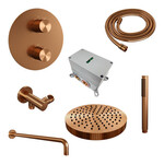 Brauer Stripe thermostatische inbouw regendouche 3-weg rond SET 38 met 25 cm douchekop en gebogen muurarm en staaf handdouche en doucheslang en wandaansluitbocht koper geborsteld PVD | Geborsteld koper PVD | Nee | Gebogen wandarm | Staafhanddouche Brauer Brauer Stripe thermostatische inbouw regendouche 3-weg rond SET 38 met 25 cm douchekop en gebogen muurarm en staaf handdouche en doucheslang en wandaansluitbocht koper geborsteld PVD | Geborsteld koper PVD | Nee | Gebogen wandarm | Staafhanddouche