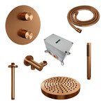 Brauer Stripe thermostatische inbouw regendouche 3-weg rond SET 39 met 25 cm douchekop en plafondarm en staaf handdouche en doucheslang en wandaansluitbocht koper geborsteld PVD | Geborsteld koper PVD | Nee | Plafondbuis | Staafhanddouche Brauer Brauer Stripe thermostatische inbouw regendouche 3-weg rond SET 39 met 25 cm douchekop en plafondarm en staaf handdouche en doucheslang en wandaansluitbocht koper geborsteld PVD | Geborsteld koper PVD | Nee | Plafondbuis | Staafhanddouche