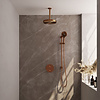 Brauer Stripe thermostatische inbouw regendouche 3-weg rond SET 48 met 25 cm douchekop en plafondarm en 3-standen handdouche en doucheslang en geïntegreerde glijstang koper geborsteld PVD | Geborsteld koper PVD | Ja | Plafondbuis | 3-standen handdouche