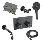 Brauer Gunmetal Carving thermostatische inbouw badkraan met drukknoppen SET 04 met uitloop en 3-standen handdouche en doucheslang en wandaansluitbocht gunmetal geborsteld PVD | Geborsteld gunmetal PVD | Ronde Handdouche Brauer Brauer Gunmetal Carving thermostatische inbouw badkraan met drukknoppen SET 04 met uitloop en 3-standen handdouche en doucheslang en wandaansluitbocht gunmetal geborsteld PVD | Geborsteld gunmetal PVD | Ronde Handdouche