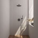 Brauer Brauer Gunmetal Carving thermostatische inbouw regendouche 3-weg rond SET 74 met 30 cm douchekop en rechte muurarm en staaf handdouche en doucheslang en wandaansluitbocht gunmetal geborsteld PVD | Geborsteld gunmetal PVD | 30cm | Nee | Rechte wandarm | St