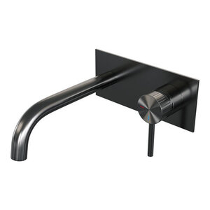 Brauer Brauer Stripe inbouw wastafelmengkraan met gebogen uitloop en afdekplaat model A1 gunmetal geborsteld PVD | Geborsteld gunmetal PVD | J-uitloop | Met achterplaat | Rechts Brauer Stripe inbouw wastafelmengkraan met gebogen uitloop en afdekplaat model A1 gunmetal geborsteld PVD | Geborsteld gunmetal PVD | J-uitloop | Met achterplaat | Rechts