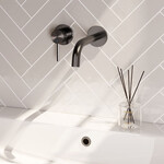 Brauer Stripe inbouw wastafelmengkraan met gebogen uitloop en rozetten model A2 gunmetal geborsteld PVD | Geborsteld gunmetal PVD | J-uitloop | Met rozetten | Links Brauer Brauer Stripe inbouw wastafelmengkraan met gebogen uitloop en rozetten model A2 gunmetal geborsteld PVD | Geborsteld gunmetal PVD | J-uitloop | Met rozetten | Links