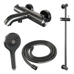 Brauer Brauer Stripe opbouw baddouche thermostaatkraan SET 02 met glijstang en 3-standen handdouche en doucheslang gunmetal geborsteld PVD | Geborsteld gunmetal PVD | 3-standen handdouche