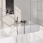 Brauer Brauer Stripe opbouw baddouche thermostaatkraan SET 03 met wandhouder en staaf handdouche en doucheslang gunmetal geborsteld PVD | Geborsteld gunmetal PVD | Staafmodel