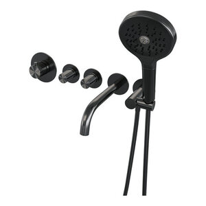 Brauer Brauer Stripe inbouw badthermostaat | Geborsteld gunmetal PVD | 3-standen handdouche | Uitloop Brauer Stripe inbouw badthermostaat | Geborsteld gunmetal PVD | 3-standen handdouche | Uitloop