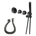 Brauer Brauer Stripe thermostatische inbouw badkraan SET 01 met badvulcombinatie en staaf handdouche en doucheslang en wandaansluitbocht gunmetal geborsteld PVD | Geborsteld gunmetal PVD | Staafmodel