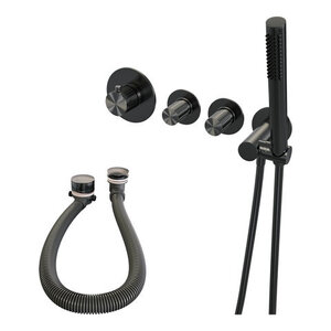 Brauer Brauer Stripe inbouw badthermostaat | Geborsteld gunmetal PVD | Staafhanddouche | Badvulcombinatie Brauer Stripe inbouw badthermostaat | Geborsteld gunmetal PVD | Staafhanddouche | Badvulcombinatie