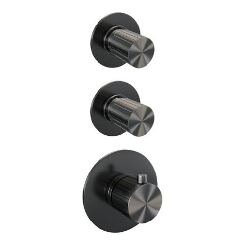 Brauer Stripe thermostatische inbouw regendouche SET 02 met 25 cm douchekop en gebogen muurarm en staaf handdouche en doucheslang en wandaansluitbocht gunmetal geborsteld PVD | Geborsteld gunmetal PVD | Nee | Gebogen wandarm | Staafhanddouche Brauer Brauer Stripe thermostatische inbouw regendouche SET 02 met 25 cm douchekop en gebogen muurarm en staaf handdouche en doucheslang en wandaansluitbocht gunmetal geborsteld PVD | Geborsteld gunmetal PVD | Nee | Gebogen wandarm | Staafhanddouche