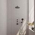 Brauer Stripe thermostatische inbouw regendouche SET 05 met 25 cm douchekop en gebogen muurarm en 3-standen handdouche en doucheslang en wandaansluitbocht gunmetal geborsteld PVD | Geborsteld gunmetal PVD | Nee | Gebogen wandarm | 3-standen handdouche Brauer Brauer Stripe thermostatische inbouw regendouche SET 05 met 25 cm douchekop en gebogen muurarm en 3-standen handdouche en doucheslang en wandaansluitbocht gunmetal geborsteld PVD | Geborsteld gunmetal PVD | Nee | Gebogen wandarm | 3-standen handdouche