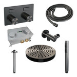 Brauer Stripe thermostatische inbouw regendouche met drukknoppen SET 27 met 25 cm douchekop en plafondarm en staaf handdouche en doucheslang en wandaansluitbocht gunmetal geborsteld PVD | Geborsteld gunmetal PVD | Nee | Plafondbuis | Staafhanddouche Brauer Brauer Stripe thermostatische inbouw regendouche met drukknoppen SET 27 met 25 cm douchekop en plafondarm en staaf handdouche en doucheslang en wandaansluitbocht gunmetal geborsteld PVD | Geborsteld gunmetal PVD | Nee | Plafondbuis | Staafhanddouche