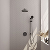 Brauer Stripe thermostatische inbouw regendouche 3-weg rond SET 47 met 25 cm douchekop en gebogen muurarm en 3-standen handdouche en doucheslang en geïntegreerde glijstang gunmetal geborsteld PVD | Geborsteld gunmetal PVD | Ja | Gebogen wandarm | 3-stande