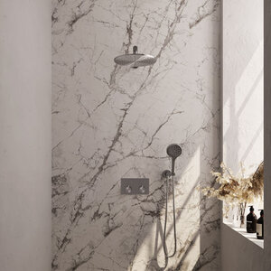 Brauer Brushed Carving SET 56 | Geborsteld RVS | 30 cm | Nee | Rechte wandarm | Ronde handdouche