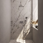 Brauer Brauer Brushed Carving thermostatische inbouw regendouche met drukknoppen SET 58 met 30 cm douchekop en gebogen muurarm en 3-standen handdouche en doucheslang en wandaansluitbocht RVS geborsteld PVD | Geborsteld RVS PVD | 30cm | Nee | Gebogen wandarm | Ro