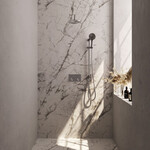 Brauer Brauer Brushed Carving thermostatische inbouw regendouche met drukknoppen SET 69 met 20 cm douchekop en gebogen muurarm en 3-standen handdouche en doucheslang en geïntegreerde glijstang RVS geborsteld PVD | Geborsteld RVS PVD | 20cm | Ja | Gebogen wandarm