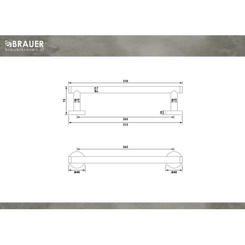 Brauer Handdoekrek 30 RVS geborsteld PVD | Geborsteld RVS | 31 cm Brauer Brauer Handdoekrek 30 RVS geborsteld PVD | Geborsteld RVS | 31 cm