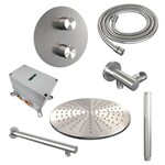 Brauer Brushed Edition thermostatische inbouw regendouche 3-weg rond SET 74 | Geborsteld RVS | 30 cm | Nee | Rechte wandarm | Staafhanddouche Brauer Brauer Brushed Edition thermostatische inbouw regendouche 3-weg rond SET 74 | Geborsteld RVS | 30 cm | Nee | Rechte wandarm | Staafhanddouche