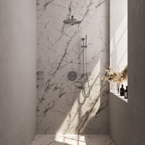 Brauer Brushed Edition thermostatische inbouw regendouche 3-weg rond SET 86 | Geborsteld RVS | 30 cm | Ja | Rechte wandarm | Staafhanddouche Brauer Brauer Brushed Edition thermostatische inbouw regendouche 3-weg rond SET 86 | Geborsteld RVS | 30 cm | Ja | Rechte wandarm | Staafhanddouche