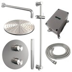 Brauer Brushed Edition thermostatische inbouw regendouche 3-weg rond SET 88 | Geborsteld RVS | 30 cm | Ja | Gebogen wandarm | Staafhanddouche Brauer Brauer Brushed Edition thermostatische inbouw regendouche 3-weg rond SET 88 | Geborsteld RVS | 30 cm | Ja | Gebogen wandarm | Staafhanddouche
