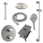 Brauer Brushed Edition thermostatische inbouw regendouche 3-weg rond SET 95 | Geborsteld RVS | 20 cm | Ja | Plafondbuis | Ronde handdouche Brauer Brauer Brushed Edition thermostatische inbouw regendouche 3-weg rond SET 95 | Geborsteld RVS | 20 cm | Ja | Plafondbuis | Ronde handdouche
