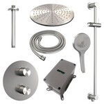 Brauer Brushed Edition thermostatische inbouw regendouche 3-weg rond SET 96 | Geborsteld RVS | 30 cm | Ja | Plafondbuis | Ronde handdouche Brauer Brauer Brushed Edition thermostatische inbouw regendouche 3-weg rond SET 96 | Geborsteld RVS | 30 cm | Ja | Plafondbuis | Ronde handdouche