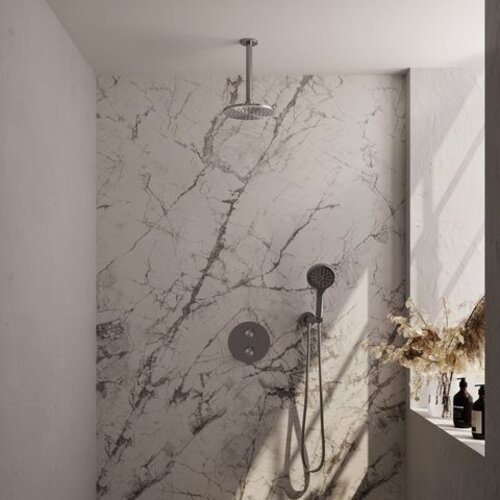 Brauer Brushed Carving SET 83 | Geborsteld RVS | 20 cm | Nee | Plafondbuis | 3-standen handdouche Brauer Brauer Brushed Carving SET 83 | Geborsteld RVS | 20 cm | Nee | Plafondbuis | 3-standen handdouche