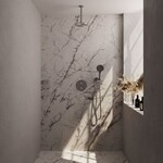 Brauer Brauer Brushed Carving thermostatische inbouw regendouche 3-weg rond SET 83 met 20 cm douchekop en plafondarm en 3-standen handdouche en doucheslang en wandaansluitbocht RVS geborsteld PVD | Geborsteld RVS PVD | 20cm | Nee | Plafondbuis | 3-standen handdo