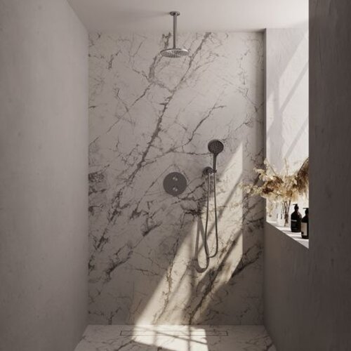 Brauer Brushed Carving SET 83 | Geborsteld RVS | 20 cm | Nee | Plafondbuis | 3-standen handdouche Brauer Brauer Brushed Carving SET 83 | Geborsteld RVS | 20 cm | Nee | Plafondbuis | 3-standen handdouche