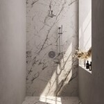 Brauer Brauer Brushed Carving thermostatische inbouw regendouche 3-weg rond SET 85 met 20 cm douchekop en rechte muurarm en staaf handdouche en doucheslang en geïntegreerde glijstang RVS geborsteld PVD | Geborsteld RVS PVD | 20cm | Ja | Rechte wandarm | Staafmod