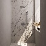 Brauer Brauer Brushed Carving thermostatische inbouw regendouche 3-weg rond SET 86 met 30 cm douchekop en rechte muurarm en staaf handdouche en doucheslang en geïntegreerde glijstang RVS geborsteld PVD | Geborsteld RVS PVD | 30cm | Ja | Rechte wandarm | Staafmod