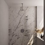 Brauer Brauer Brushed Carving thermostatische inbouw regendouche 3-weg rond SET 89 met 20 cm douchekop en plafondarm en staaf handdouche en doucheslang en geïntegreerde glijstang RVS geborsteld PVD | Geborsteld RVS PVD | 20cm | Ja | Plafondbuis | Staafmodel