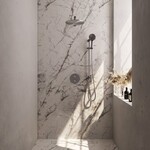 Brauer Brauer Brushed Carving thermostatische inbouw regendouche 3-weg rond SET 92 met 30 cm douchekop en rechte muurarm en 3-standen handdouche en doucheslang en geïntegreerde glijstang RVS geborsteld PVD | Geborsteld RVS PVD | 30cm | Ja | Rechte wandarm | 3-st