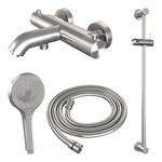 Brauer Brauer Stripe opbouw baddouche thermostaatkraan SET 02 met glijstang en 3-standen handdouche en doucheslang RVS-kleurig geborsteld PVD | Geborsteld RVS PVD | 3-standen handdouche