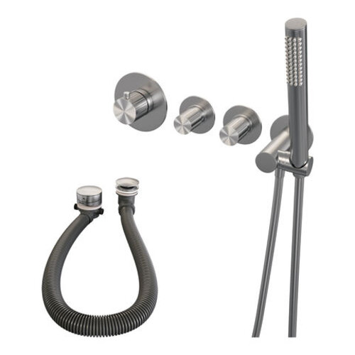 Brauer Stripe inbouw badthermostaat | Geborsteld RVS | Staafhanddouche | Badvulcombinatie Brauer Brauer Stripe inbouw badthermostaat | Geborsteld RVS | Staafhanddouche | Badvulcombinatie