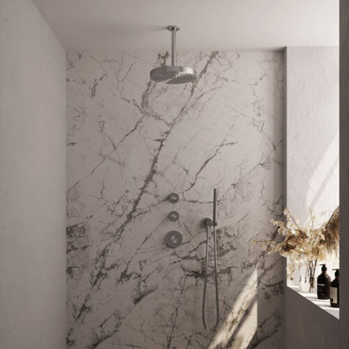 Brauer Stripe thermostatische inbouw regendouche SET 03 met 25 cm douchekop en plafondarm en staaf handdouche en doucheslang en wandaansluitbocht RVS-kleurig geborsteld PVD | Geborsteld RVS | Nee | Plafondbuis | Staafhanddouche Brauer Brauer Stripe thermostatische inbouw regendouche SET 03 met 25 cm douchekop en plafondarm en staaf handdouche en doucheslang en wandaansluitbocht RVS-kleurig geborsteld PVD | Geborsteld RVS | Nee | Plafondbuis | Staafhanddouche