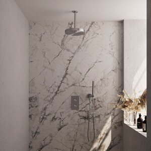 Brauer Brauer Stripe thermostatische inbouw regendouche 3-weg rechthoekig SET 15 met 25 cm douchekop en plafondarm en staaf handdouche en doucheslang en wandaansluitbocht RVS-kleurig geborsteld PVD | Geborsteld RVS | Nee | Plafondbuis | Staafhanddouche Brauer Stripe thermostatische inbouw regendouche 3-weg rechthoekig SET 15 met 25 cm douchekop en plafondarm en staaf handdouche en doucheslang en wandaansluitbocht RVS-kleurig geborsteld PVD | Geborsteld RVS | Nee | Plafondbuis | Staafhanddouche