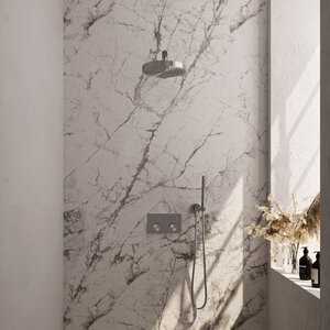 Brauer Brauer Stripe thermostatische inbouw regendouche met drukknoppen SET 25 met 25 cm douchekop en rechte muurarm en staaf handdouche en doucheslang en wandaansluitbocht RVS-kleurig geborsteld PVD | Geborsteld RVS | Nee | Rechte wandarm | Staafhanddouche Brauer Stripe thermostatische inbouw regendouche met drukknoppen SET 25 met 25 cm douchekop en rechte muurarm en staaf handdouche en doucheslang en wandaansluitbocht RVS-kleurig geborsteld PVD | Geborsteld RVS | Nee | Rechte wandarm | Staafhanddouche