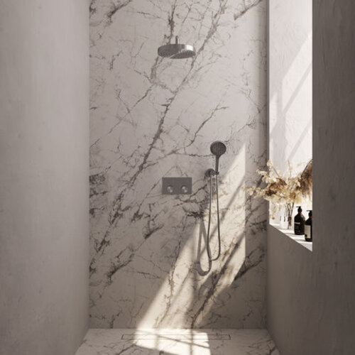 Brauer Stripe thermostatische inbouw regendouche met drukknoppen SET 29 met 25 cm douchekop en gebogen muurarm en 3-standen handdouche en doucheslang en wandaansluitbocht RVS-kleurig geborsteld PVD | Geborsteld RVS | Nee | Gebogen wandarm | 3-standen hand Brauer Brauer Stripe thermostatische inbouw regendouche met drukknoppen SET 29 met 25 cm douchekop en gebogen muurarm en 3-standen handdouche en doucheslang en wandaansluitbocht RVS-kleurig geborsteld PVD | Geborsteld RVS | Nee | Gebogen wandarm | 3-standen hand