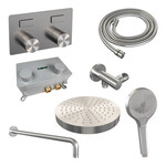 Brauer Stripe thermostatische inbouw regendouche met drukknoppen SET 29 met 25 cm douchekop en gebogen muurarm en 3-standen handdouche en doucheslang en wandaansluitbocht RVS-kleurig geborsteld PVD | Geborsteld RVS | Nee | Gebogen wandarm | 3-standen hand Brauer Brauer Stripe thermostatische inbouw regendouche met drukknoppen SET 29 met 25 cm douchekop en gebogen muurarm en 3-standen handdouche en doucheslang en wandaansluitbocht RVS-kleurig geborsteld PVD | Geborsteld RVS | Nee | Gebogen wandarm | 3-standen hand