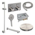 Brauer Brauer Stripe thermostatische inbouw regendouche met drukknoppen SET 34 met 25 cm douchekop en rechte muurarm en 3-standen handdouche en doucheslang en geïntegreerde glijstang RVS-kleurig geborsteld PVD | Geborsteld RVS PVD | Ja | Rechte wandarm | 3-stand