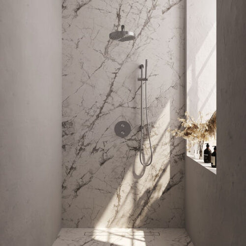 Brauer Stripe thermostatische inbouw regendouche 3-weg rond SET 43 met 25 cm douchekop en rechte muurarm en staaf handdouche en doucheslang en geïntegreerde glijstang RVS-kleurig geborsteld PVD | Geborsteld RVS | Ja | Rechte wandarm | Staafhanddouche Brauer Brauer Stripe thermostatische inbouw regendouche 3-weg rond SET 43 met 25 cm douchekop en rechte muurarm en staaf handdouche en doucheslang en geïntegreerde glijstang RVS-kleurig geborsteld PVD | Geborsteld RVS | Ja | Rechte wandarm | Staafhanddouche