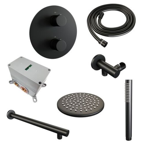 Brauer Black Edition thermostatische inbouw regendouche 3-weg rond SET 73 | Mat zwart | 20 cm | Nee | Rechte wandarm | Staafhanddouche Brauer Brauer Black Edition thermostatische inbouw regendouche 3-weg rond SET 73 | Mat zwart | 20 cm | Nee | Rechte wandarm | Staafhanddouche